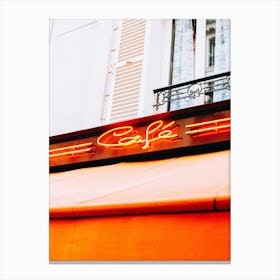 Neon Cafe Sign, Paris Canvas Print