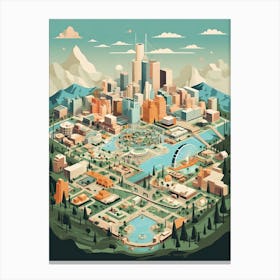 Los Angeles, Us, Geometric Illustration 4 Canvas Print