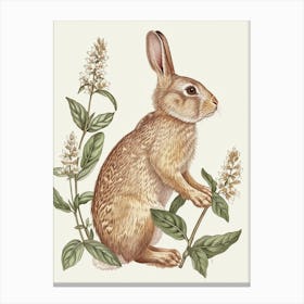 Cinnamon Blockprint Rabbit Illustration 1 Canvas Print