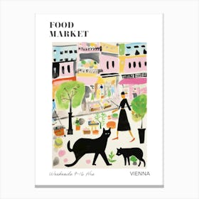 The Food Market In Vienna 4 Illustration Poster Canvas Print