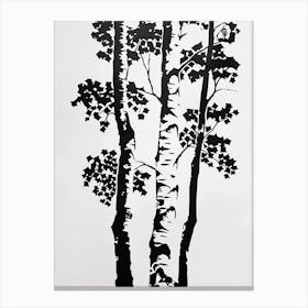 Birch Tree Simple Geometric Nature Stencil 1 Canvas Print