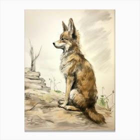 Storybook Animal Watercolour Coyote 2 Canvas Print