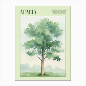 Acacia Tree Atmospheric Watercolour Painting 4 Poster Canvas Print