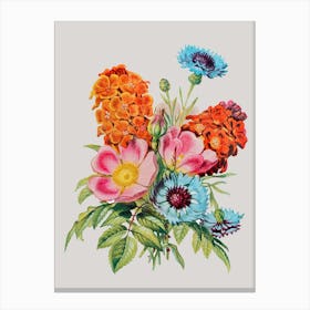 Colourful Flowers Floral Illustration Canvas Print