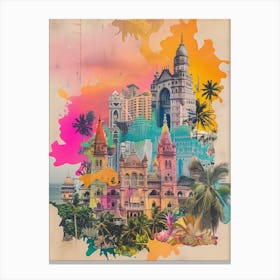 Mumbai   Retro Collage Style 4 Canvas Print