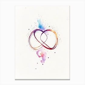 Infinity Heart Symbol Minimal Watercolour Canvas Print