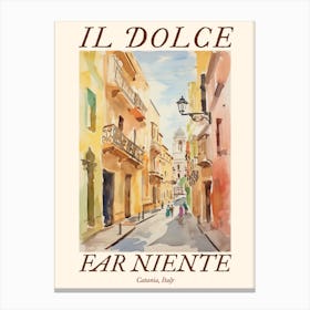 Il Dolce Far Niente Catania, Italy Watercolour Streets 4 Poster Canvas Print