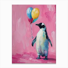 Cute Emperor Penguin 2 With Balloon Canvas Print