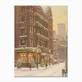 Vintage Winter Illustration New York City Usa 5 Canvas Print