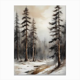 Winter Pine Forest Christmas Painting (3) Canvas Print