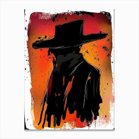 Cowboy Western Man In A Hat Drawing Canvas Print