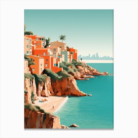Abstract Illustration Of Spiaggia Del Principe Sardinia Italy Orange Hues 3 Canvas Print