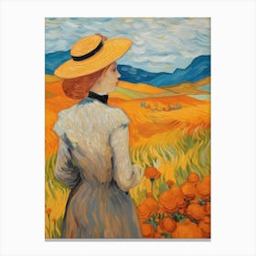 Lady in garden Canvas Print