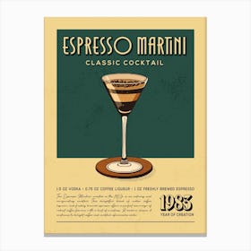 Espresso Martini Classic Cocktail Canvas Print