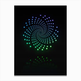 Neon Blue and Green Abstract Geometric Glyph on Black n.0046 Canvas Print