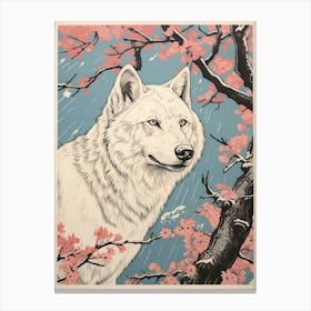 Arctic Wolf Vintage Japanese 4 Canvas Print