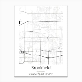 Brookfield,United States Minimalist Map 1 Leinwandbild