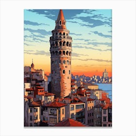 Galata Tower Pixel Art 5 Canvas Print