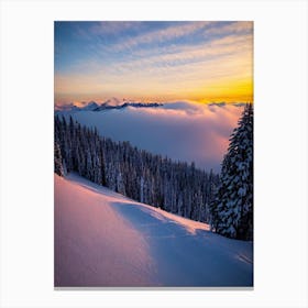 Zurs, Austria Sunrise Skiing Poster Canvas Print