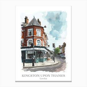 Kingston Upon Thames London Borough   Street Watercolour 2 Poster Canvas Print