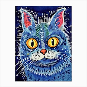 Louis Wain Blue Gothic Kaleidoscope Cat 5 Canvas Print