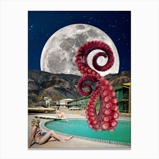 Octopus In The Pool Canvas Print
