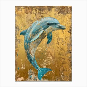 Dolphin Gold Effect Collage 1 Canvas Print