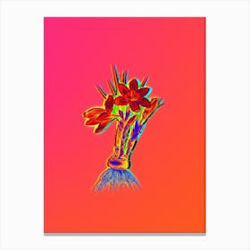 Neon Crocus Luteus Botanical in Hot Pink and Electric Blue n.0005 Canvas Print