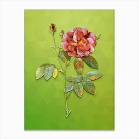 Vintage French Rose Botanical Art on Love Bird Green Canvas Print