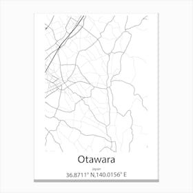 Otawara,Japan Minimalist Map Canvas Print