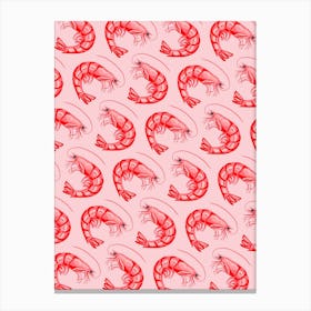 Troupe Of Shrimps Blush Canvas Print