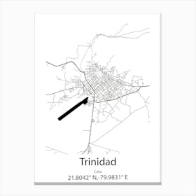 Trinidad,Cuba Minimalist Map Canvas Print