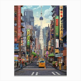 Seoul Pixel Art 3 Canvas Print