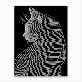 Abstract Cat Line Drawing On Black Background Canvas Print