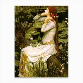 Ophelia by John William Waterhouse - Mythological Goddess Witchy Art Print Waterhouse's Vintage Oil Painting Beautiful Woman Famous Pre-Raphaelite 19th Century Maiden Canvas Print