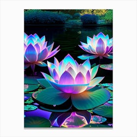 Lotus Flowers In Park Holographic 1 Canvas Print