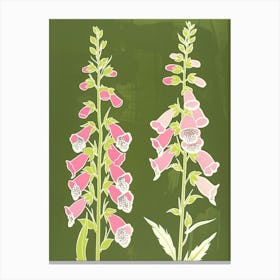 Pink & Green Foxglove 1 Canvas Print