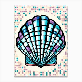 Sea Shell On A Tile Background Canvas Print