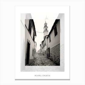 Poster Of Rovinj, Croatia, Black And White Old Photo 3 Canvas Print