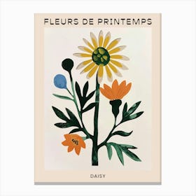 Spring Floral French Poster  Daisy 2 Canvas Print