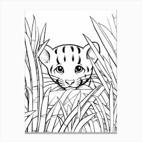 Line Art Jungle Animal Ocelot 3 Canvas Print