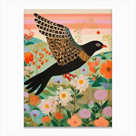 Maximalist Bird Painting Blackbird 3 Canvas Print