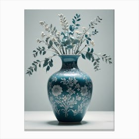 Blue Vase With Flowers Canvas Print