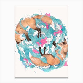 Falling Foxes Canvas Print