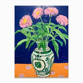 Flowers In A Vase Still Life Painting Asters 2 Canvas Print