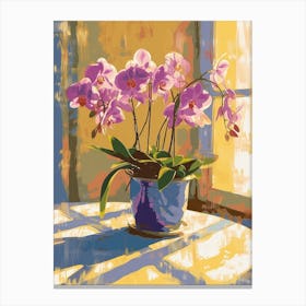 Orchid Flowers On A Table   Contemporary Illustration 4 Canvas Print
