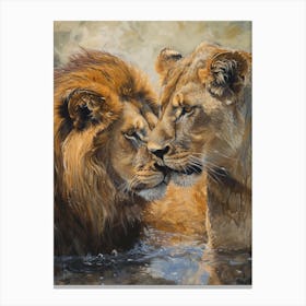 Barbary Lion Acrylic Painting 7 Canvas Print