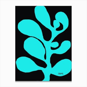 Funky Turquoise Flower on Black Canvas Print