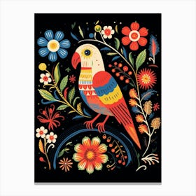 Folk Bird Illustration Parrot 1 Canvas Print