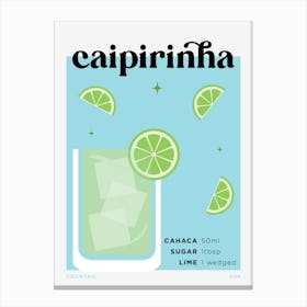 Caipirinha in Blue Cocktail Recipe Canvas Print